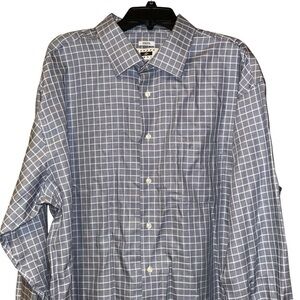 Joseph‎ Abboud Men’s Dress Shirt 19 34/35 Classic Fit Blue Check Non-Iron Cotton